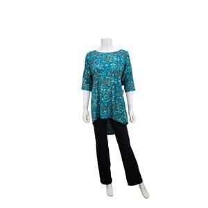LuLaRoe Irma Women's Blue High-Lo Floral Scoop Neck Shirt, Size: Medium, New